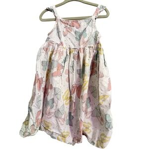 Maggie‎ & Zoe Kids Butterfly Dress Size 4T White Pink Yellow Blue Ruffle
